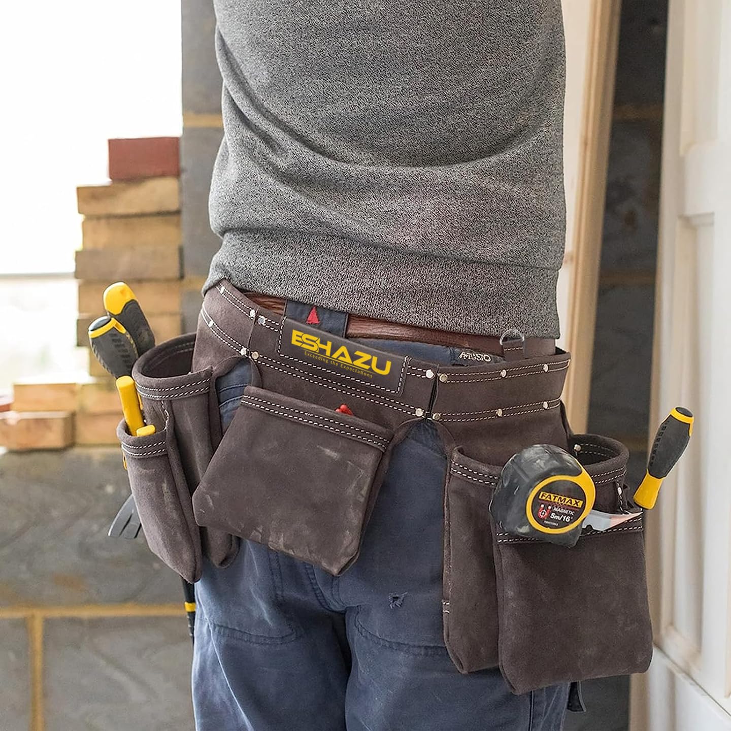 Eshazu Professional Leather Tool Belt - Carpenter Tools Belt